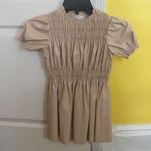 Zara short sleeve pleather beige/blush dress